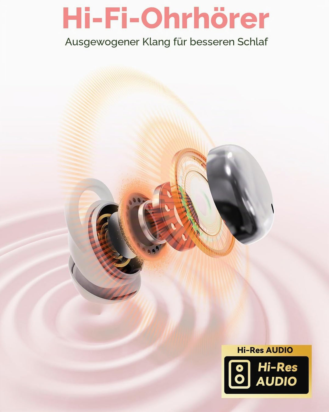 MONODEAL Schlafkopfhörer Bluetooth 5.4 Sleep Earbuds, Weiche Kopfhörer Schlafen Sleepbuds, Unsichtba