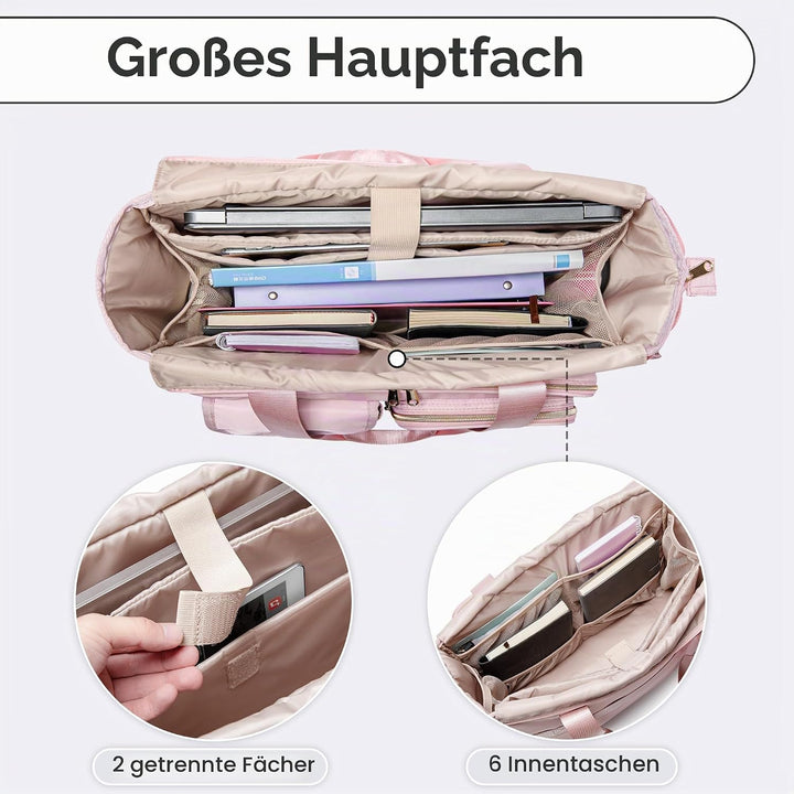 Fasrom Lehrertasche mit Laptopfach, Lehrer Arbeitstasche für Frauen, Rosa, Rosa