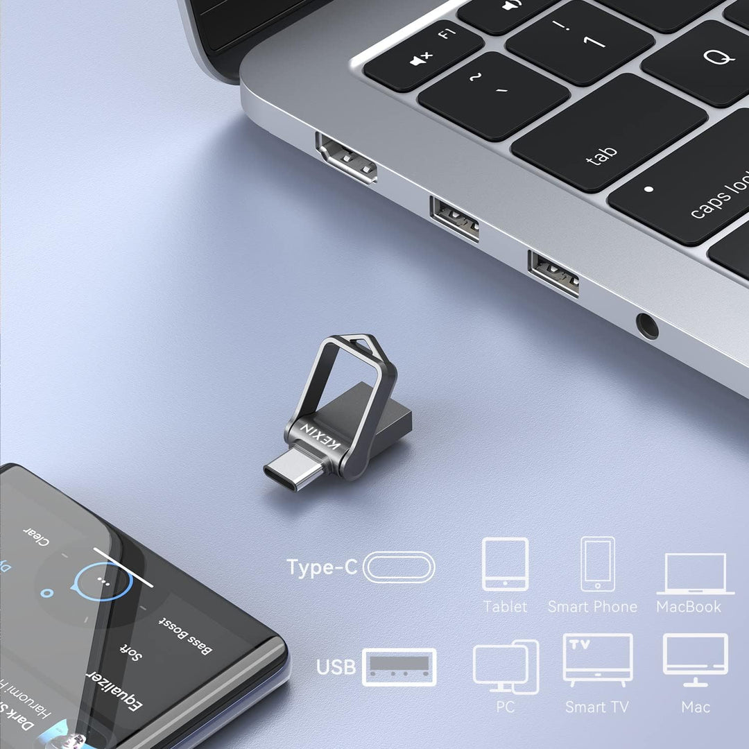 KEXIN USB C Stick 32GB 5 Stück USB 3.0 OTG, Dual-USB Type-C & USB-A Anschlüsse, Speicherstick für PC