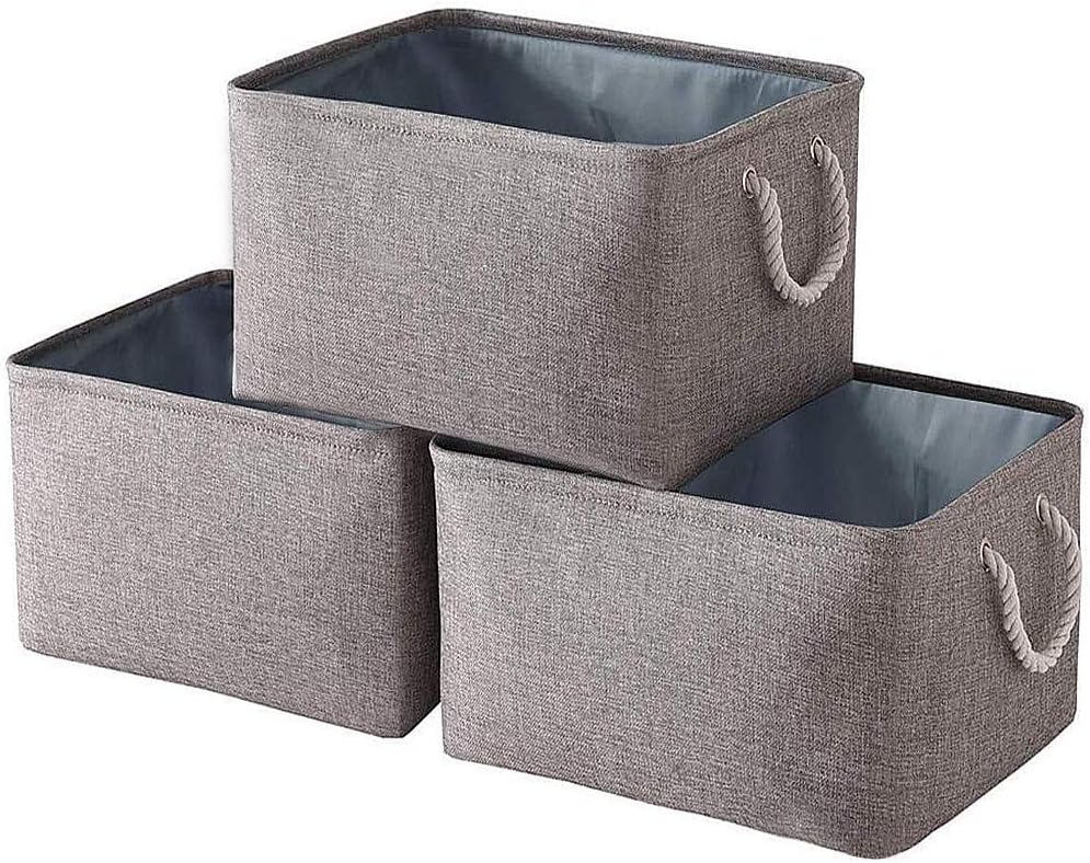Yawinhe Aufbewahrungskorb 3 Set, Faltbarer Aufbewahrungsboxen aus Segeltuch mit Griffen, Stoffbox, f