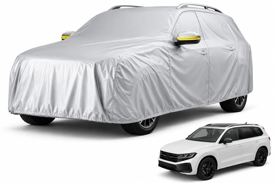 SUV Universale Autoschutzhülle: wasserdichte Autoplane für PKW/KFZ – Car Cover in Silber für umfasse