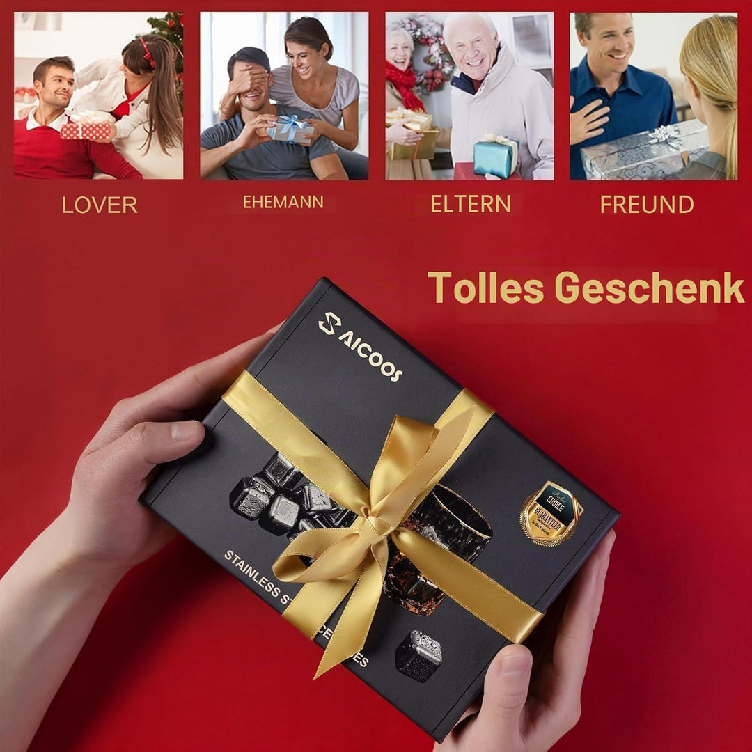 16 Stück Eiswürfel Aus Edelstahl Wiederverwendbare Whisky Steine Ice Cubes Set, Whiskysteine, Wein K