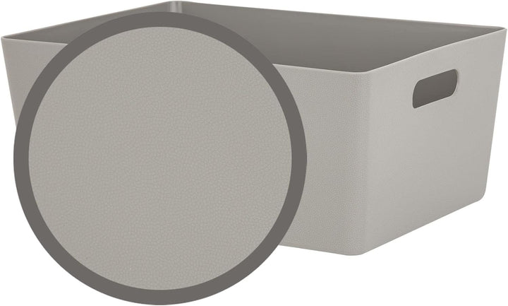 6 x Ordnungsbox 15cm hoch taupe 26x35cm DINA4-Format Kunststoff Bad Korb Taupe - Lederoptik 6 Stück