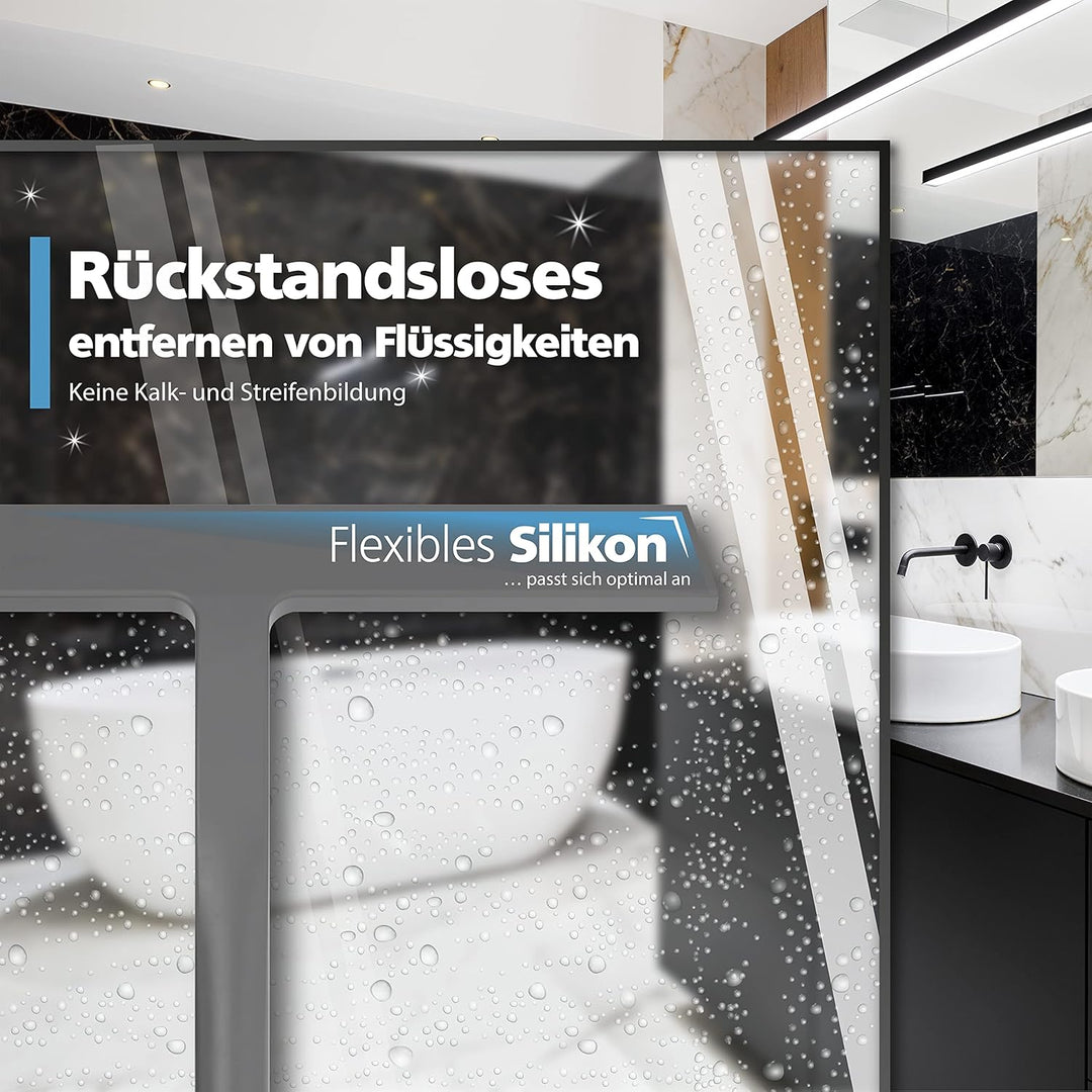 Duschabzieher Silikon Grau 23 cm Wischbreite - Scheibenabzieher mit Halterung - Duschkabinenabzieher