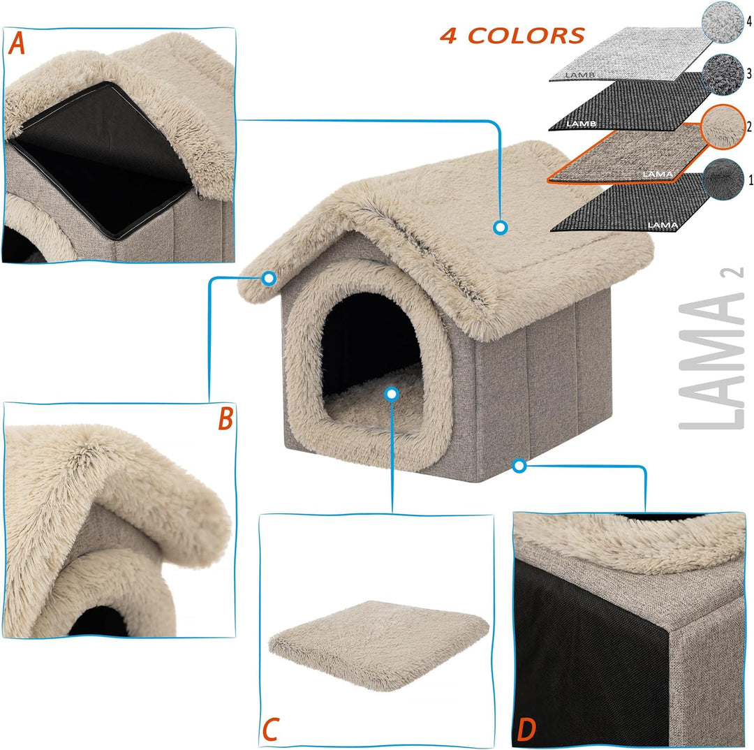 DOGGY Hundehütte Katzenhütte Hundehöhle Hundehaus Katzenhaus Hütte Höhle Hundekissen Katzenkissen Ha