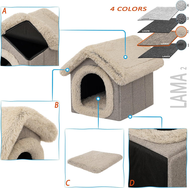DOGGY Hundehütte Katzenhütte Hundehöhle Hundehaus Katzenhaus Hütte Höhle Hundekissen Katzenkissen Ha
