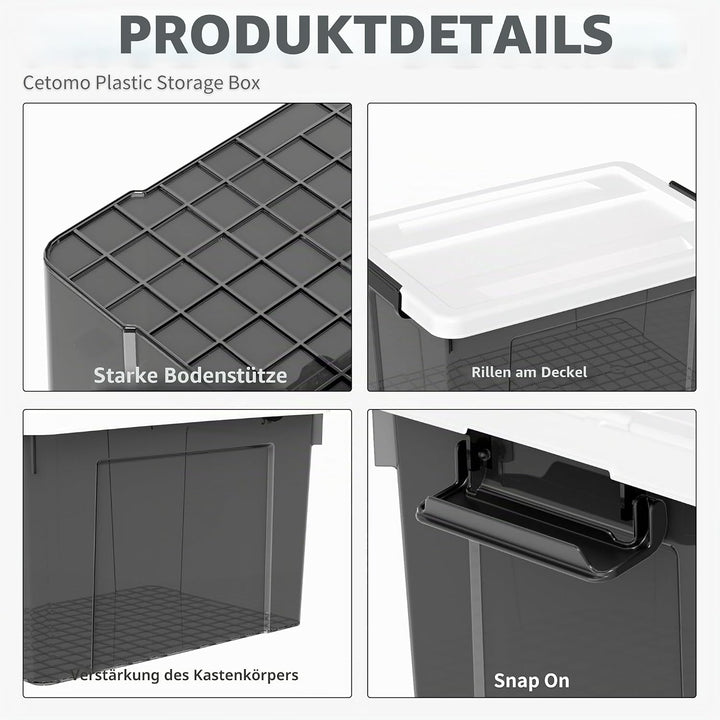 Cetomo 90L*4 Plastic Storage box, Tote box,Organizing Container with Durable Lid and Secure Latching