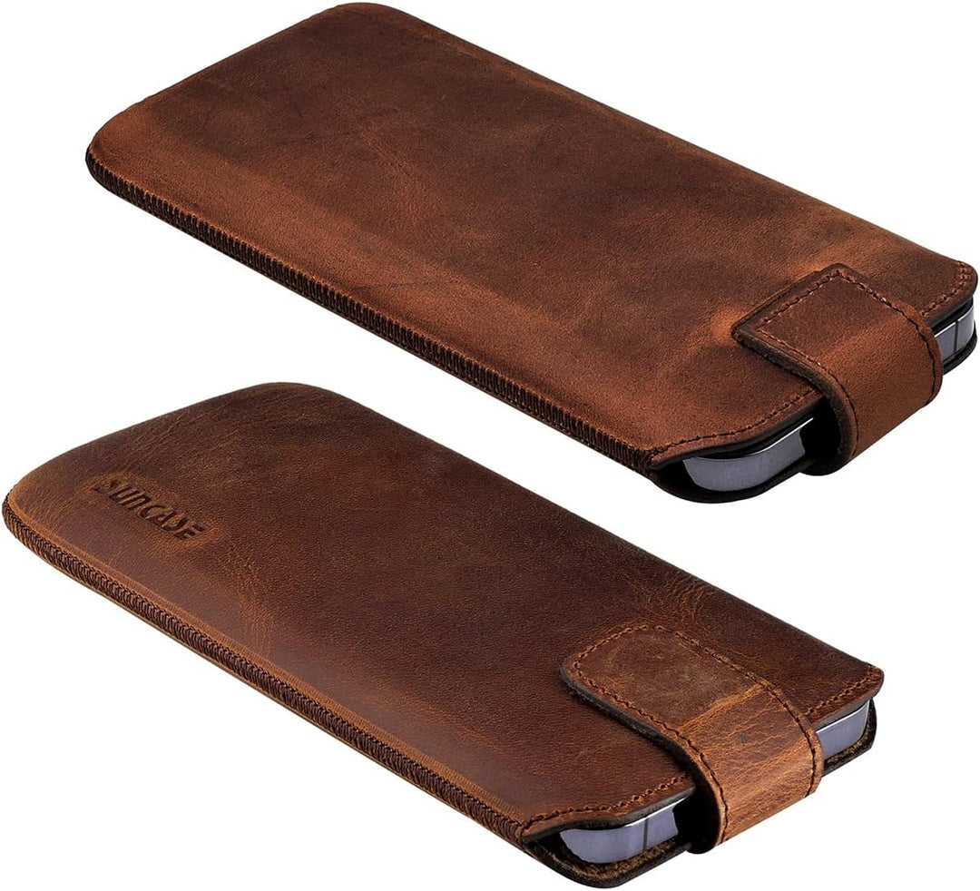 Suncase ECHT Ledertasche Leder Etui *Slim-Edition* kompatibel mit iPhone 16 Pro Max (6,9 Zoll) Hülle