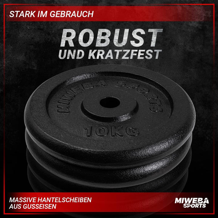 Miweba Sports Hantelscheiben Set HSG | 𝐏𝐫𝐨𝐟𝐢 Hanteln - 1.25-10.0 Kg Hantelscheibe - Hantel Scheiben