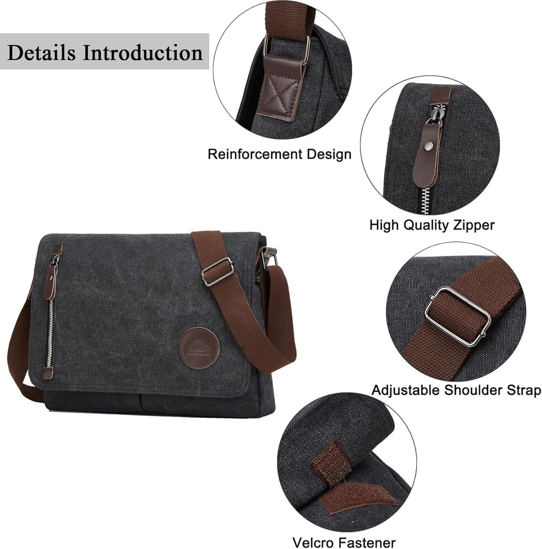 ZHIERNA Umhängetasche Herren für Herren und Damen, Canvas Messenger Bag, Vintage schultertasche für