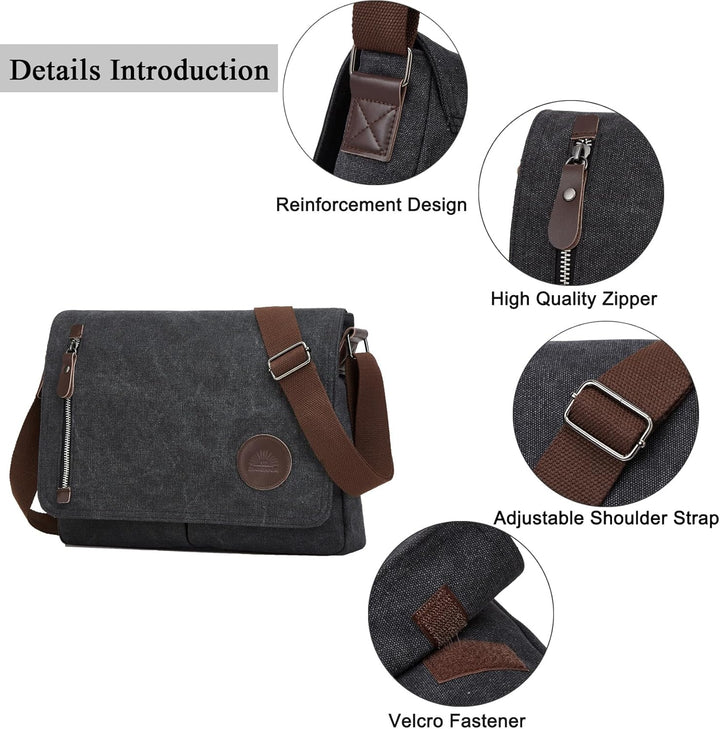 ZHIERNA Umhängetasche Herren für Herren und Damen, Canvas Messenger Bag, Vintage schultertasche für