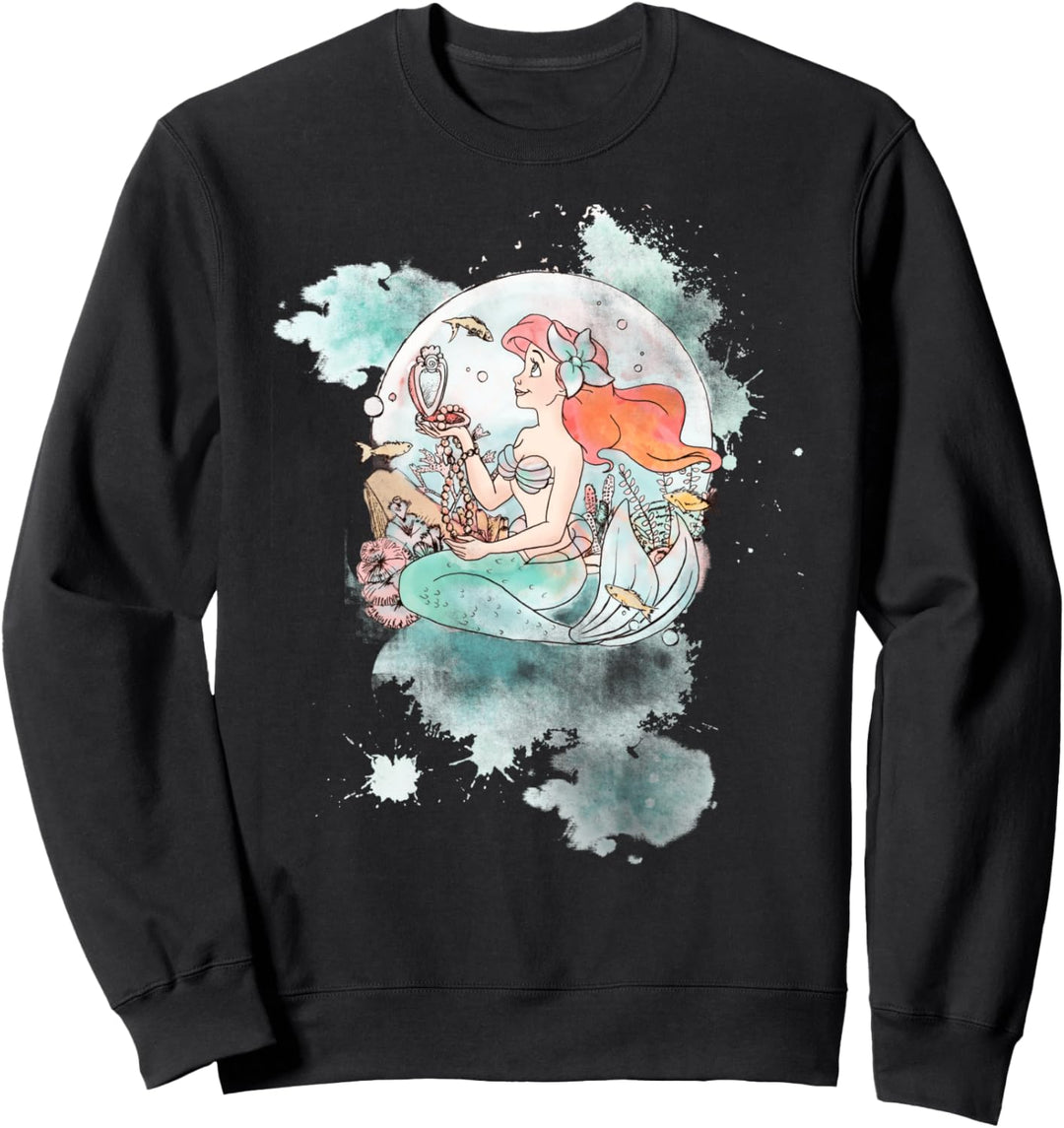 Disney The Little Mermaid Ariel Pearl Watercolor Portrait Sweatshirt