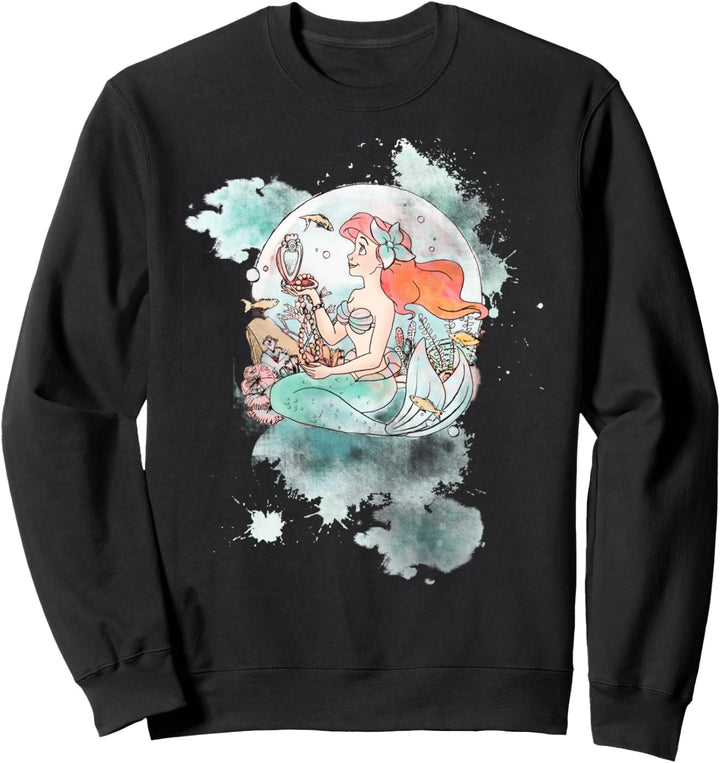 Disney The Little Mermaid Ariel Pearl Watercolor Portrait Sweatshirt