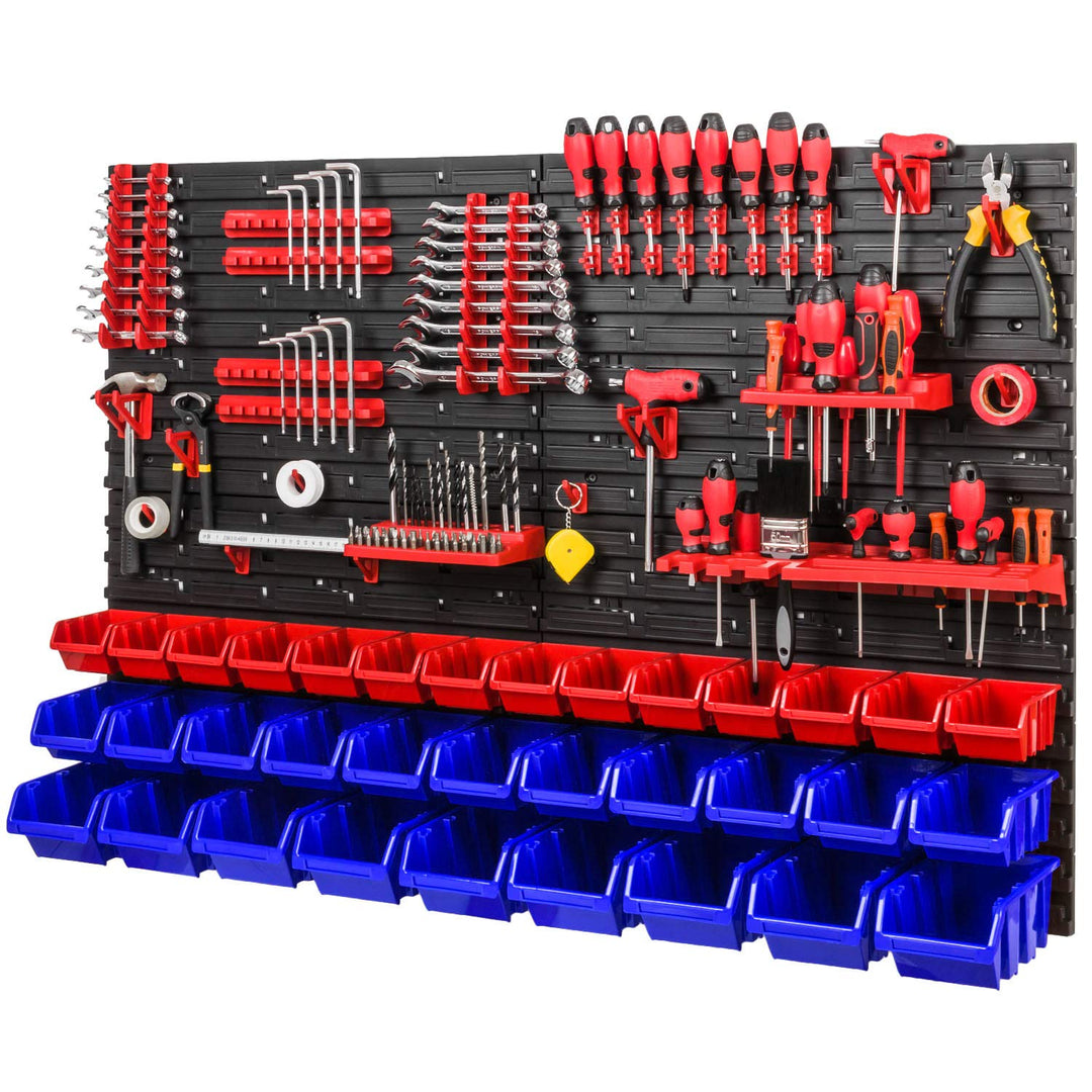 Werkzeugwand Stapelboxen 1152 x 780 mm - Lagersystem SET Werkzeughaltern und 34 Stück Box - Wandrega