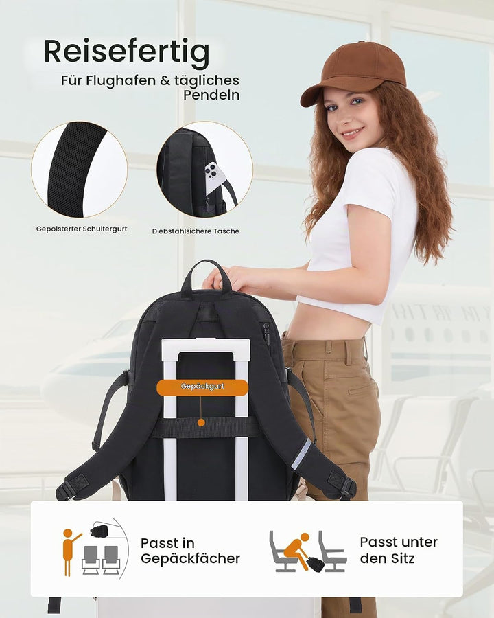 LOVEVOOK Laptop Rucksack Damen, 15,6 Zoll Schulrucksack Teenager Mädchen Schultasche Wasserdicht Tra