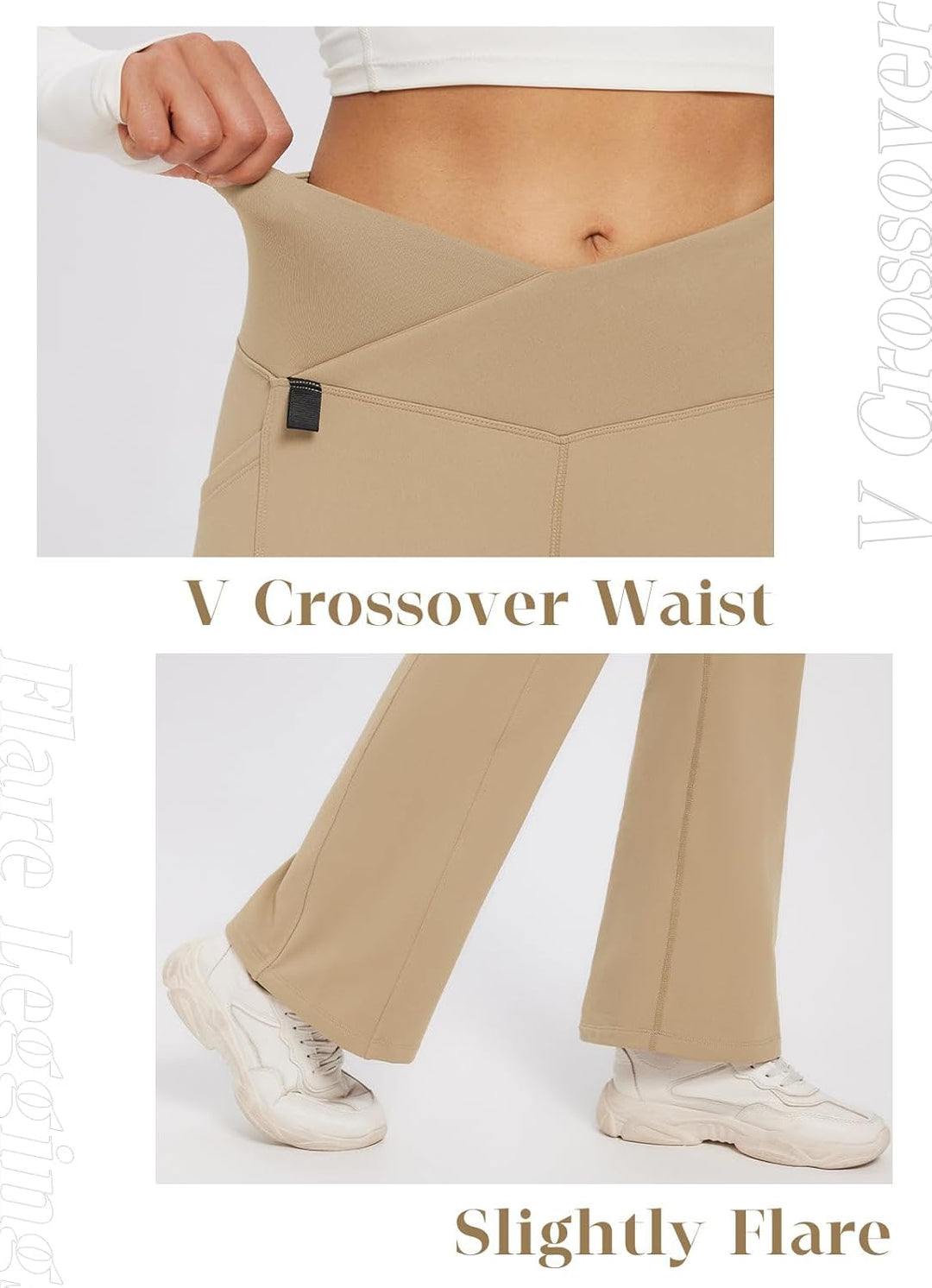BALEAF Damen Thermo Hose Yogahose Bootcut Leggings Wasserabweisend Crossover Flare Leggings Warm Hig