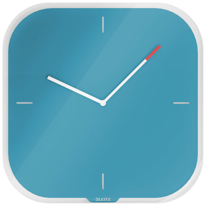 Leitz Wanduhr mit Glasoberfläche, Sanftes Blau, Cosy-Serie, 90170061, 32 x 32 x 5 cm Cosy Sanftes Bl