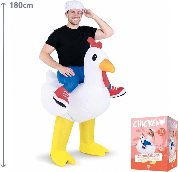Aufblasbares Kostüm Huhn | Ausgefallenes Auflbaskostüm | Premium Qualität | Grösse Erwachsene | Poly