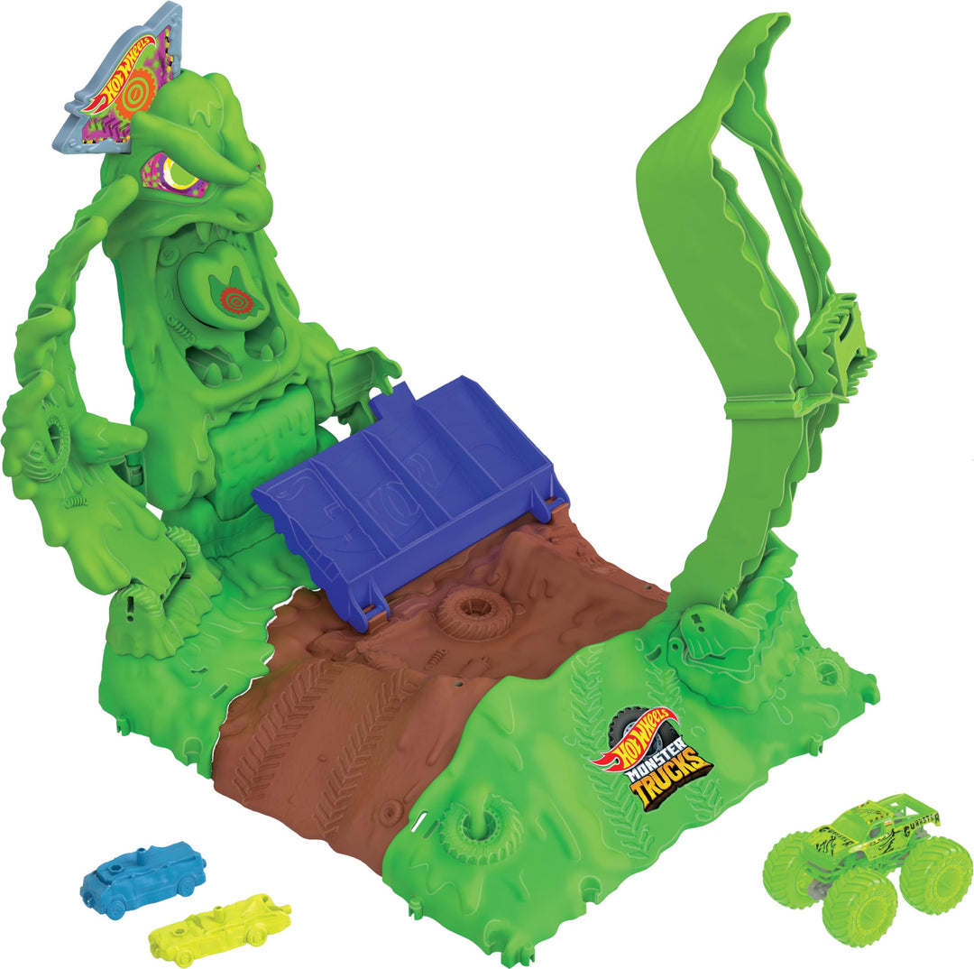 Hot Wheels Monster Trucks Arena Smashers Glow-in-The-Dark Gunkster Spielset mit 1 Glow-in-the-Dark-G