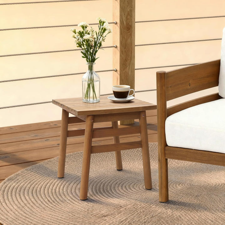 Hometopia Beistelltisch Quadratisch aus massivem Akazienholz - 45x45 cm - Stabiler Couchtisch & Nach