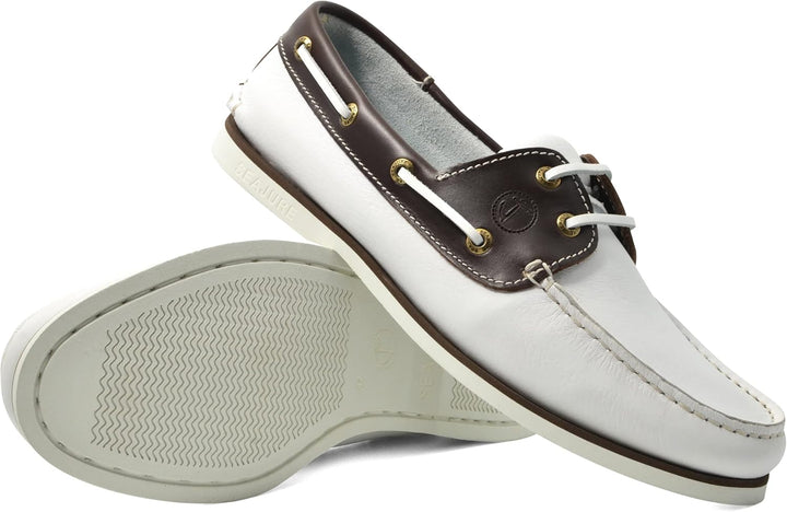 Seajure Herren Bootsschuhe Nungwi Weiss und Braun Leder 42 EU Weiss, 42 EU Weiss