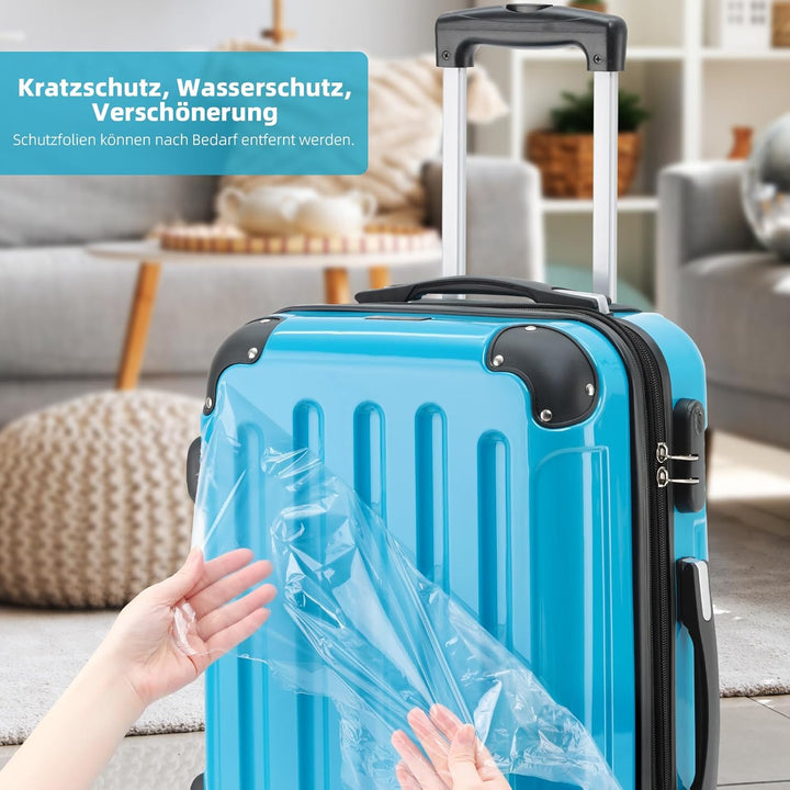 BEIBYE Hartschalen Koffer Trolley Rollkoffer Reisekoffer 4 Zwillingsrollen Polycabonat (Türkis, Koff