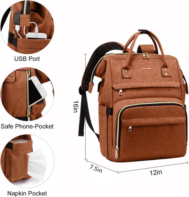 LOVEVOOK Laptoprucksack Damen 15,6 Zoll, Stylischer Rucksack Mädchen, Wasserdichte Rechteckige Schul