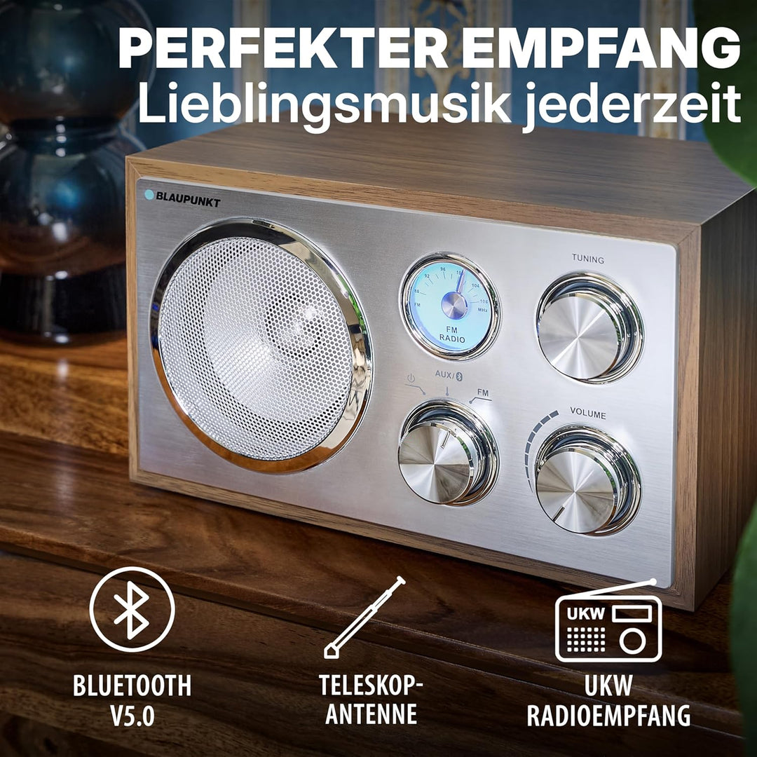 Blaupunkt RXN 180, Küchenradio Retro mit Bluetooth, einfaches Radio mit UKW/FM und Aux In, Retroradi