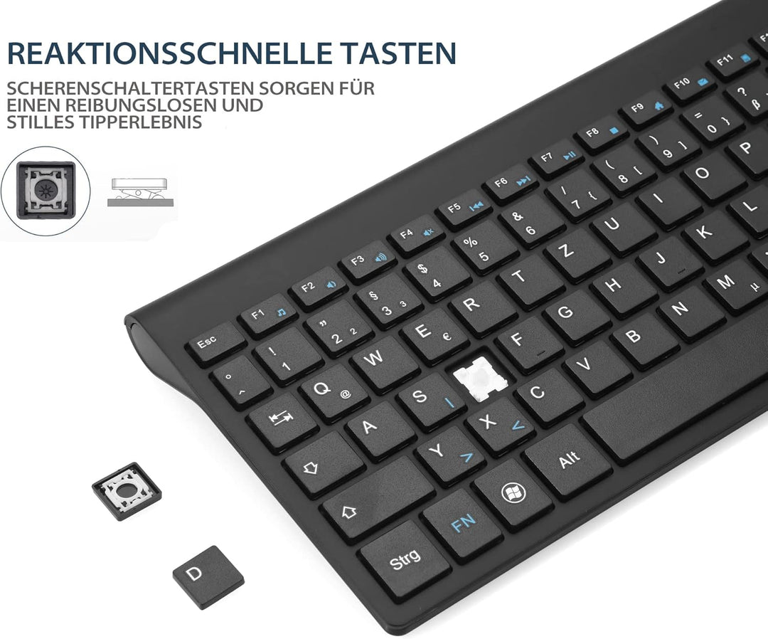 USB C Wireless Tastatur und Maus Combo, Full Size Typ c Tastatur und Maus Kompatibel für Win 7/8/10,