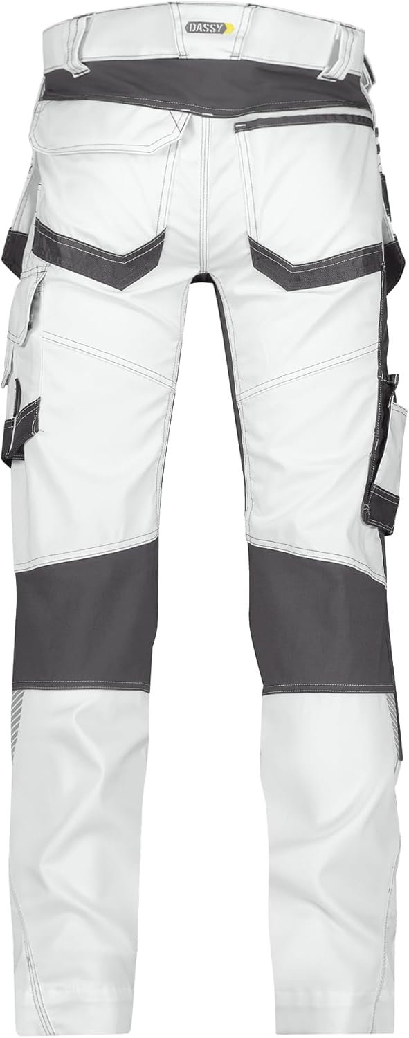 Dassy Unisex Flux Painters 245G Arbeitshose, Bianco/Nero, 35