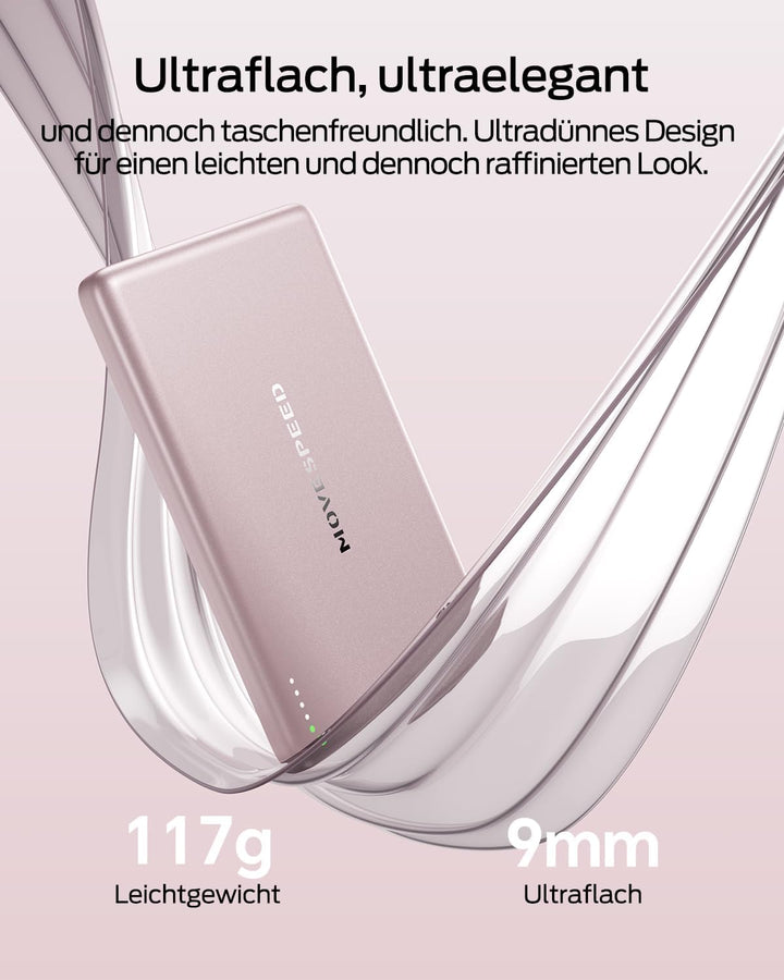 MOVE SPEED Magsafe Power Bank Magsafe Powerbank Slim 5000mAh Magnetische Power Bank USB C 18W Wirele