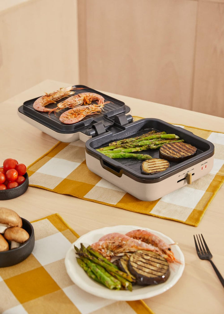 CREATE/STONE STUDIO PRO/Multifunktionsgrill mit 180º Öffnung Sand/Temperaturregelung, Antihaftbeschi