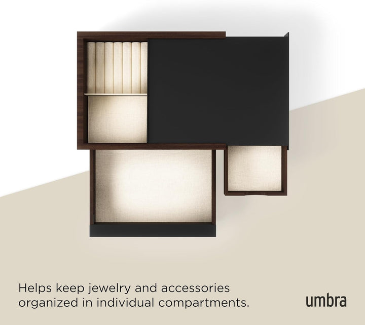 Umbra Stowit Design Schmuckkasten – moderne Schmuck Box mit Geheimfächern für Ringe, Armbänder, Uhre
