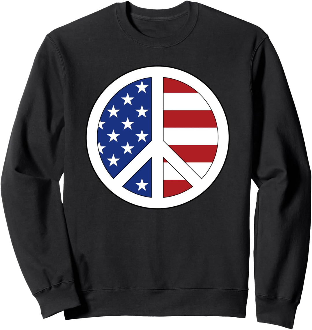 Trendy American Flag White Peace Sign Sweatshirt