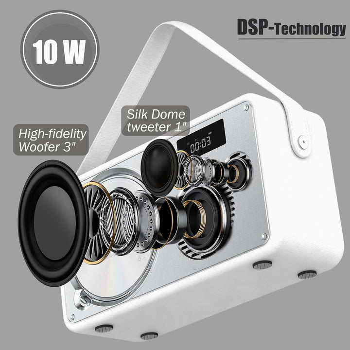 Vintage Leather Style Boombox CD-Player Tragbarer | Eingebaute wiederaufladbare Batterie| FM-Radio/B