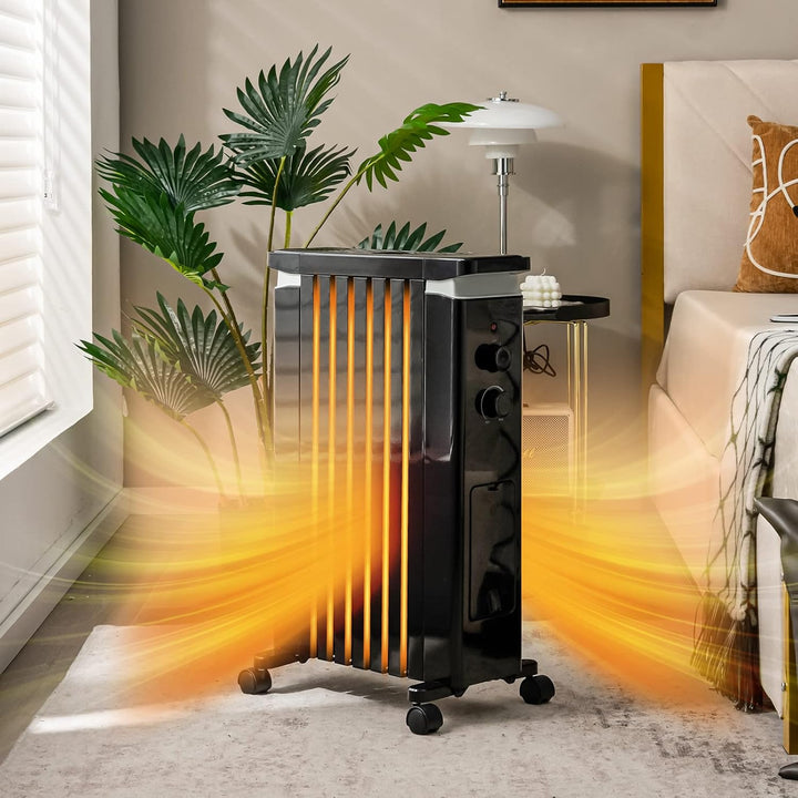 GOPLUS Ölradiator mit 3 Heizstufen, 5-35℃, elektrischer Heizkörper mit 7 Rippen, doppeltem Sicherhei