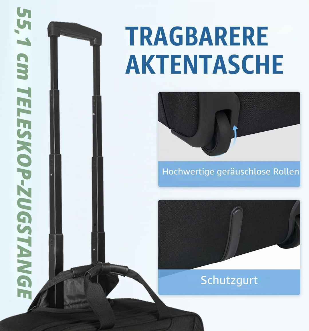 EMPSIGN Business Trolley Laptoptasche mit Rollen, Rolling Laptop Case mit Rädern bis zu 17,3 Zoll La