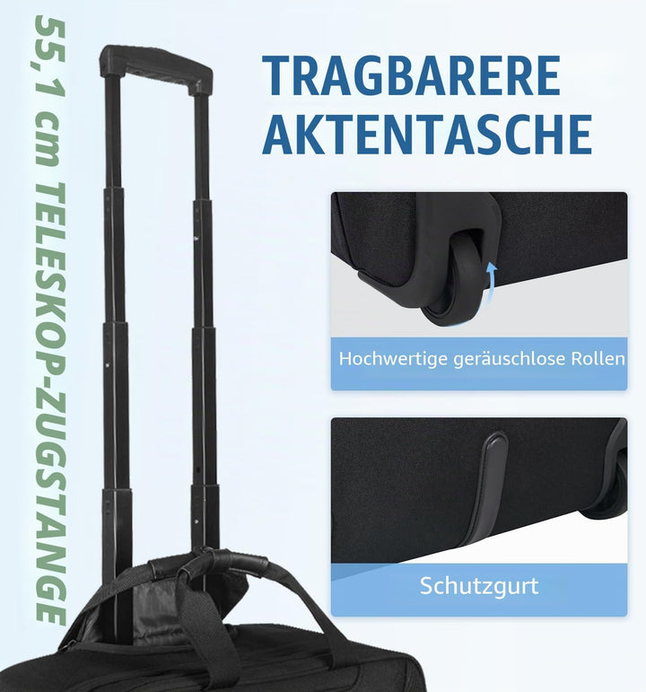 EMPSIGN Business Trolley Laptoptasche mit Rollen, Rolling Laptop Case mit Rädern bis zu 17,3 Zoll La