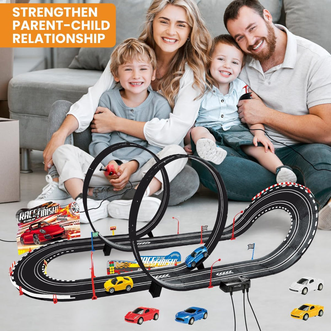 SlotCar-Rennbahn-Sets mit 4 Hochgeschwindigkeits-Slot-Cars, 2 Elektrische Controller Kreisförmige Üb