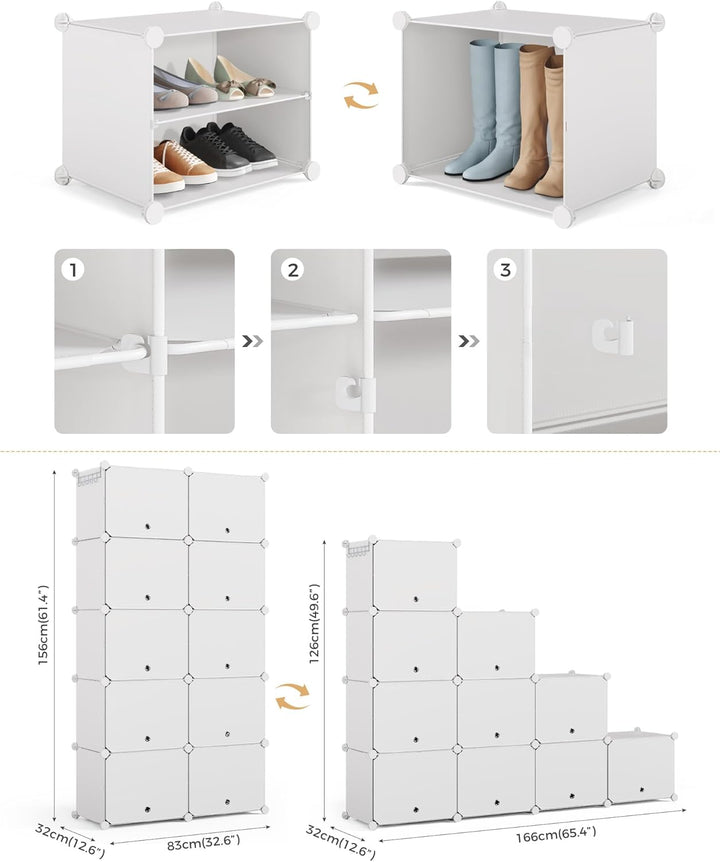 Mondeer Schuhregal, Kunststoff Schuhschrank 10 Ebenen, Schuhregal Organizer hält 40 Paar Schuhe Plat