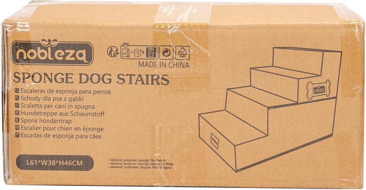 Nobleza Hundetreppe für Kleine Hunde, Hunderampe und Haustiertreppe mit Fusselrolle, 4 Stufen Katzen
