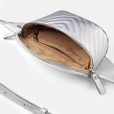NYZE Damen Hip Bag - 100% Vegane Gürteltasche/Bauchtasche Silver, Silver