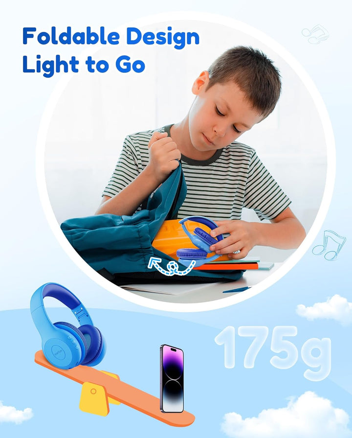 EarFun Bluetooth Kopfhörer Kinder, 74/85/94dB Lautstärkeregelung, HiFi Sound, HD-Mikrofon, 45 Std Ak