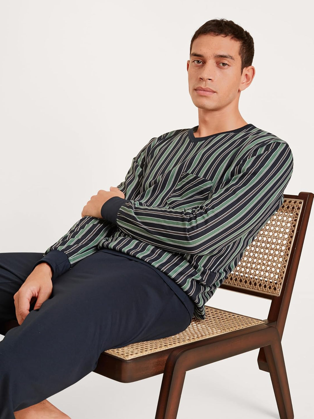 CALIDA Relax Imprint Bündchen-Pyjama Herren 50 Blue Night, 50 Blue Night