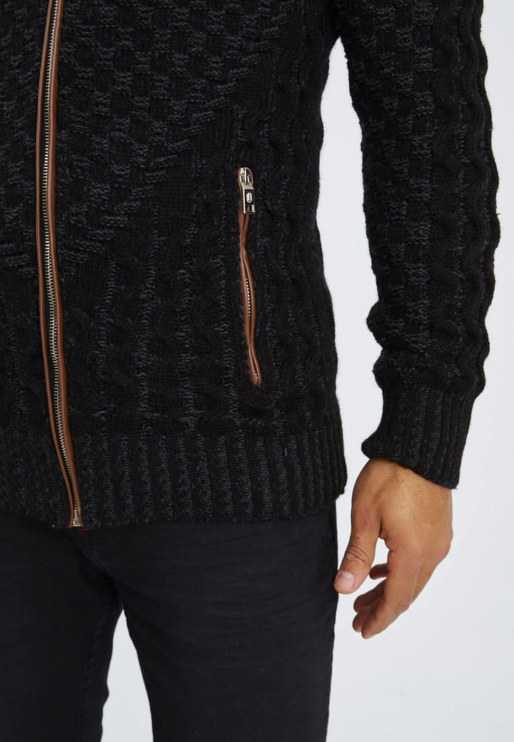 Leif Nelson Herren Strickjacke mit Reissverschluss in Regular Fit, Männer Cardigan in Langarm Design