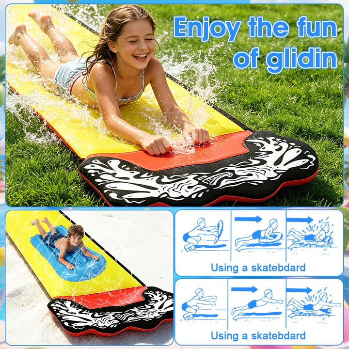 Wasserrutsche Garten für Kinder, 15.8ft/480cm Aufblasbare Wasserrutsche mit 2 Bodyboards, Single Was