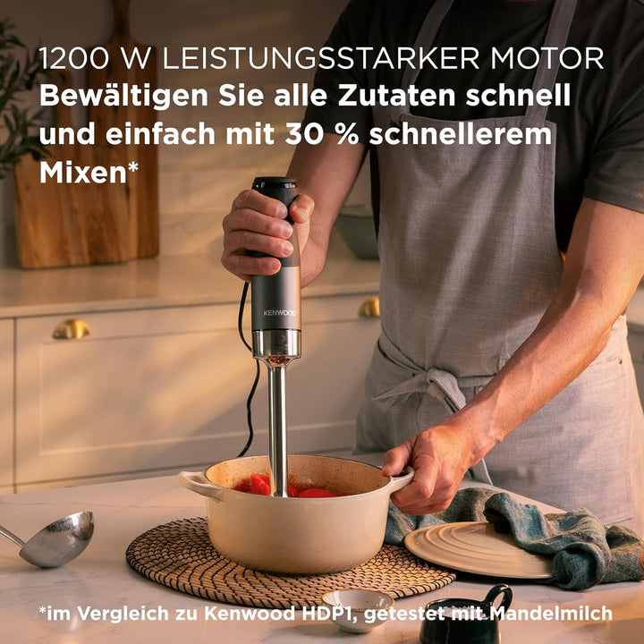 Kenwood Triblade XL Pro Stabmixer HBM80.322BK, 1200W, variable Geschwindigkeiten, Edelstahl(Pürierfu