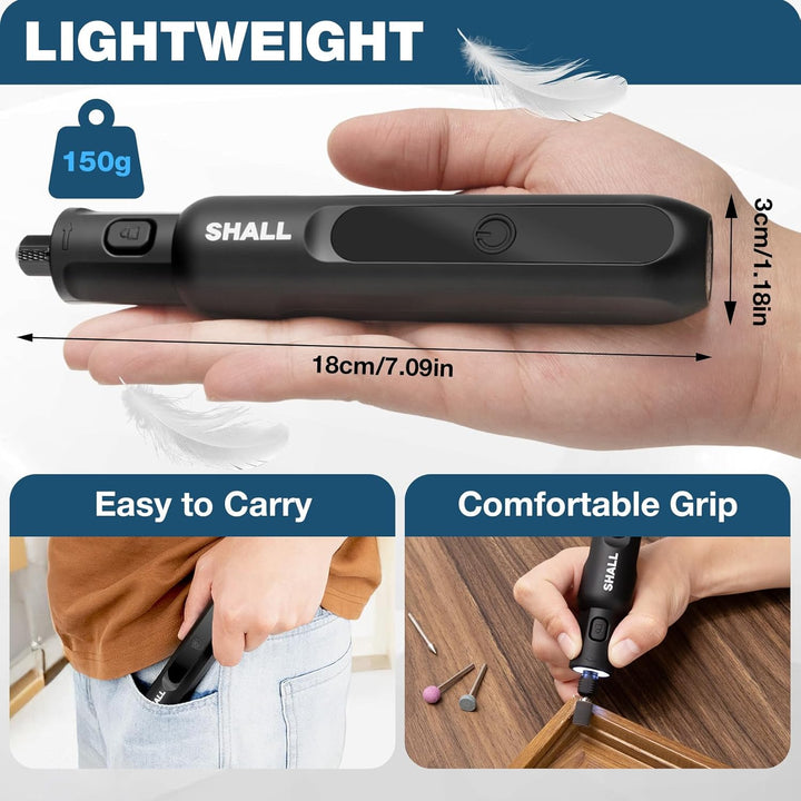 SHALL Akku-Rotationswerkzeug, 3,7 V, 20.000 U/min, 5 Geschwindigkeiten, per USB wiederaufladbares Sc