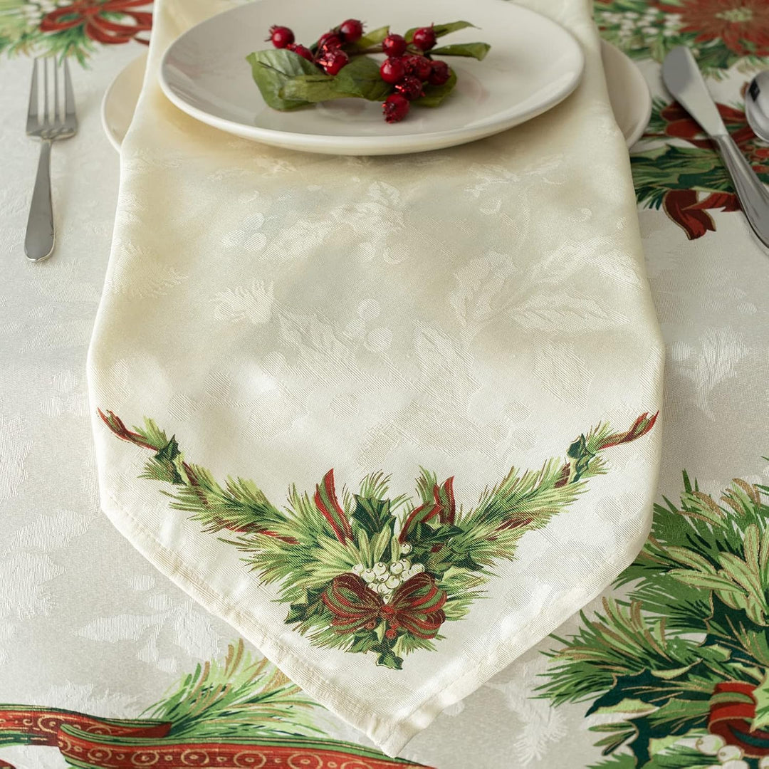 Benson Mills Christmas Ribbons Engineered Bedruckte Stoffservietten für Weihnachten, Winter und Urla
