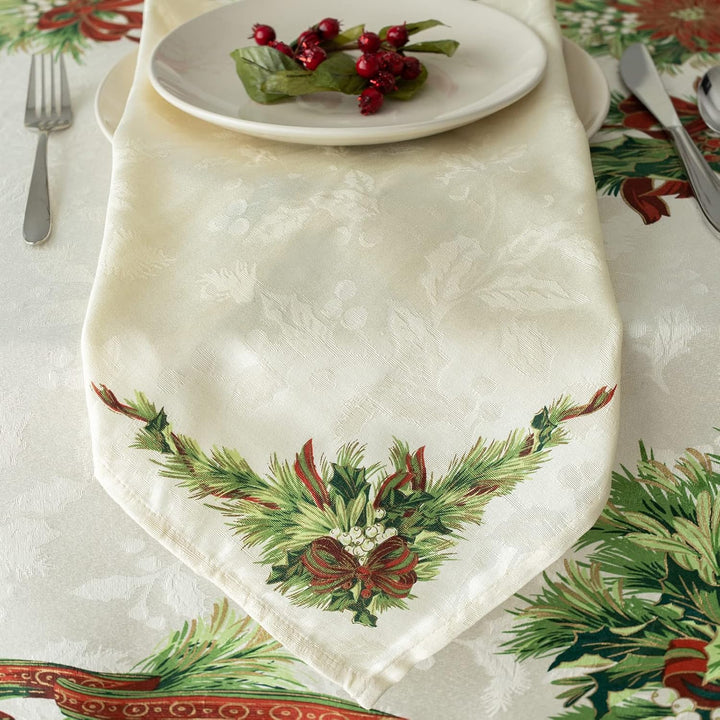 Benson Mills Christmas Ribbons Engineered Bedruckte Stoffservietten für Weihnachten, Winter und Urla